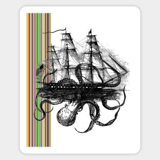 OctoShip with Stripes Sticker